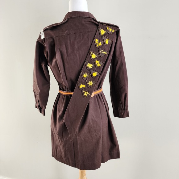 Vintage 80s Girl Guides Canada Brownie Uniform Dress Sash 26 Badges Alfred Sung - Picture 3 of 13